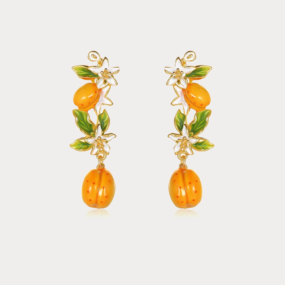 Golden Plum Blossom Dangling Earrings Delicate Shine Premium Feel