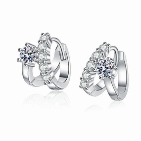 Moissanite Double Hoop Earrings | S925 Sterling Silver Fashionable Decor