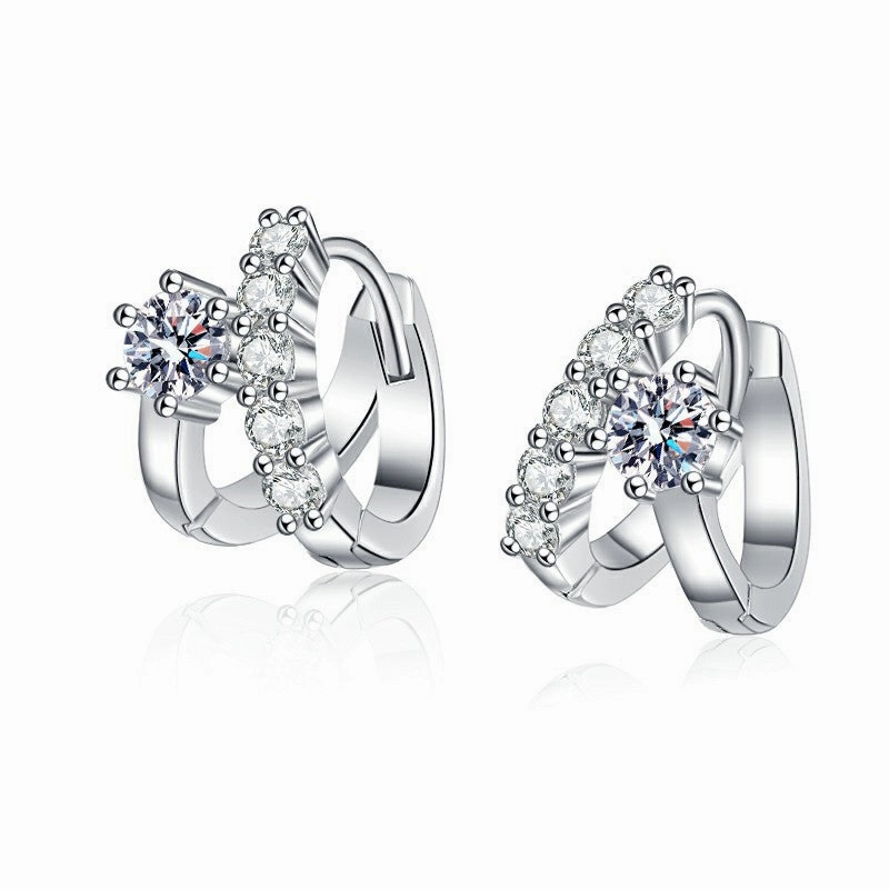 Moissanite Double Hoop Earrings | S925 Sterling Silver Fashionable Decor