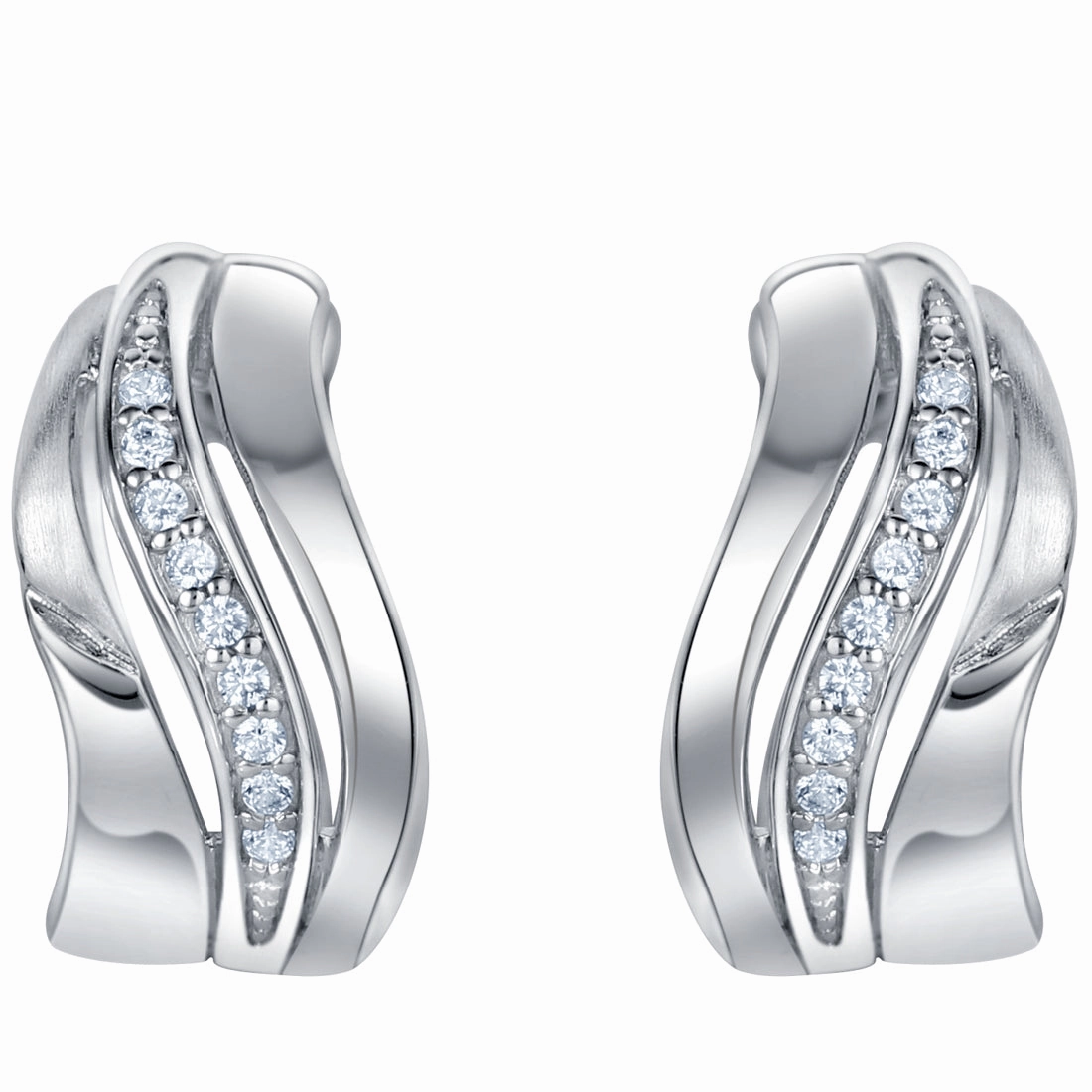 Sterling Silver Delicate Waves Huggie Hoop Earrings Lightweight Style