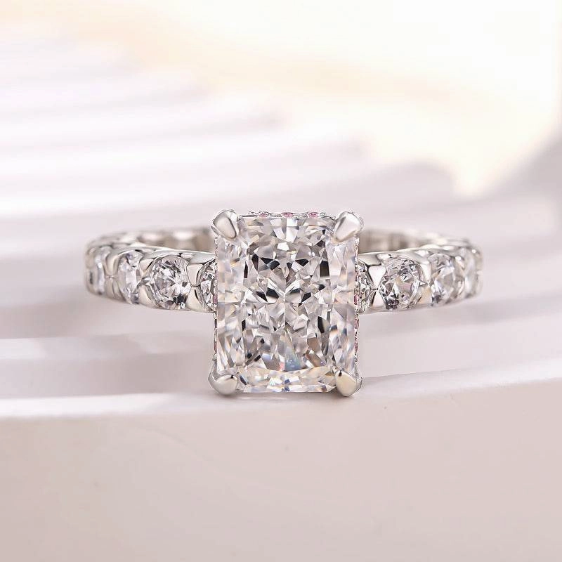 Fine Accent Timeless Jewelry Look Louily Unique Crushed Ice Radiant Cut Engagement Ring For Women In Sterling Silver