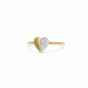 Charming Design Half Heart Diamond Ring