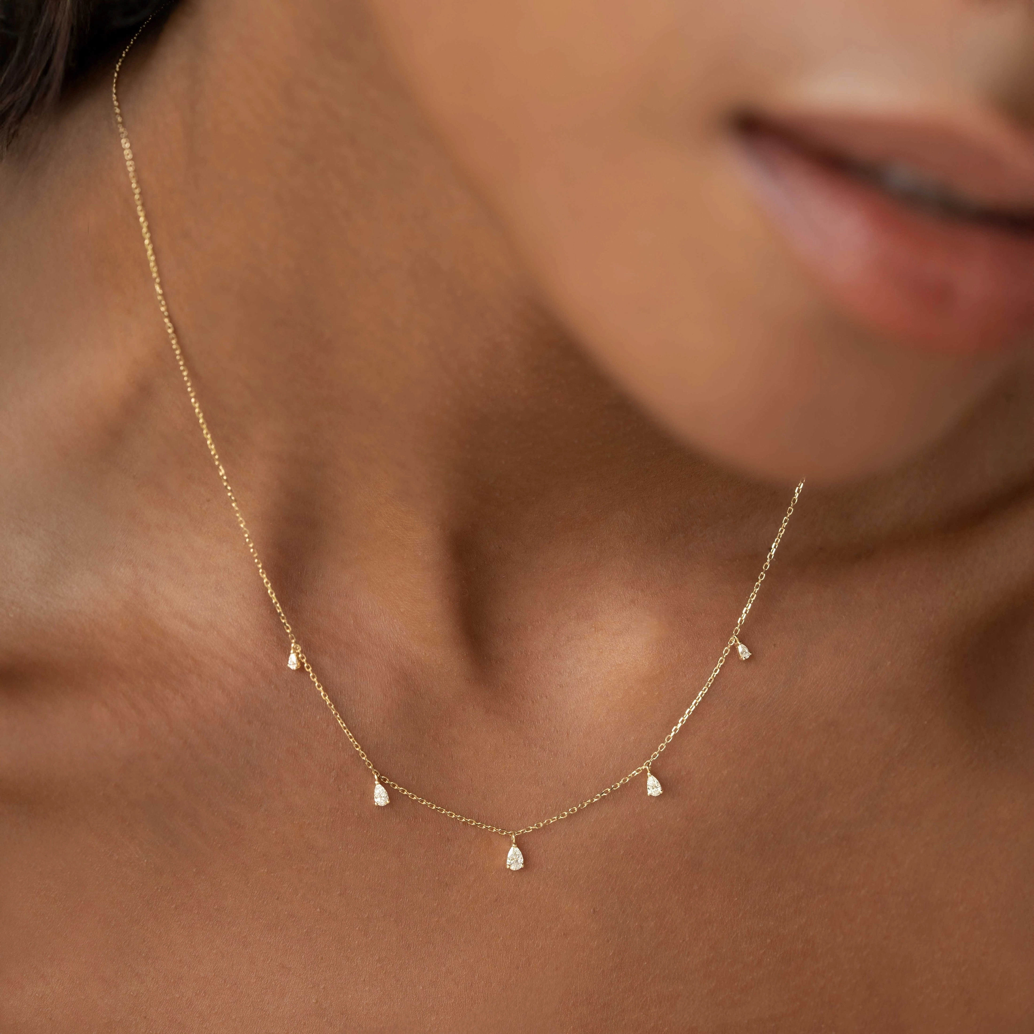 Shiny Gem Pear Cut Diamond Pendant Necklace 14k Gold - Sylvie