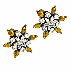 Graceful Cubic Zirconia Silver Earrings - Rocking Flower Style CZ Earrings Casual Embellishment Matte Accent