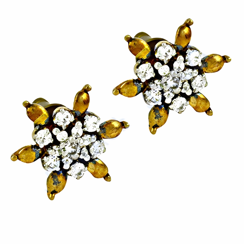Graceful Cubic Zirconia Silver Earrings - Rocking Flower Style CZ Earrings Casual Embellishment Matte Accent