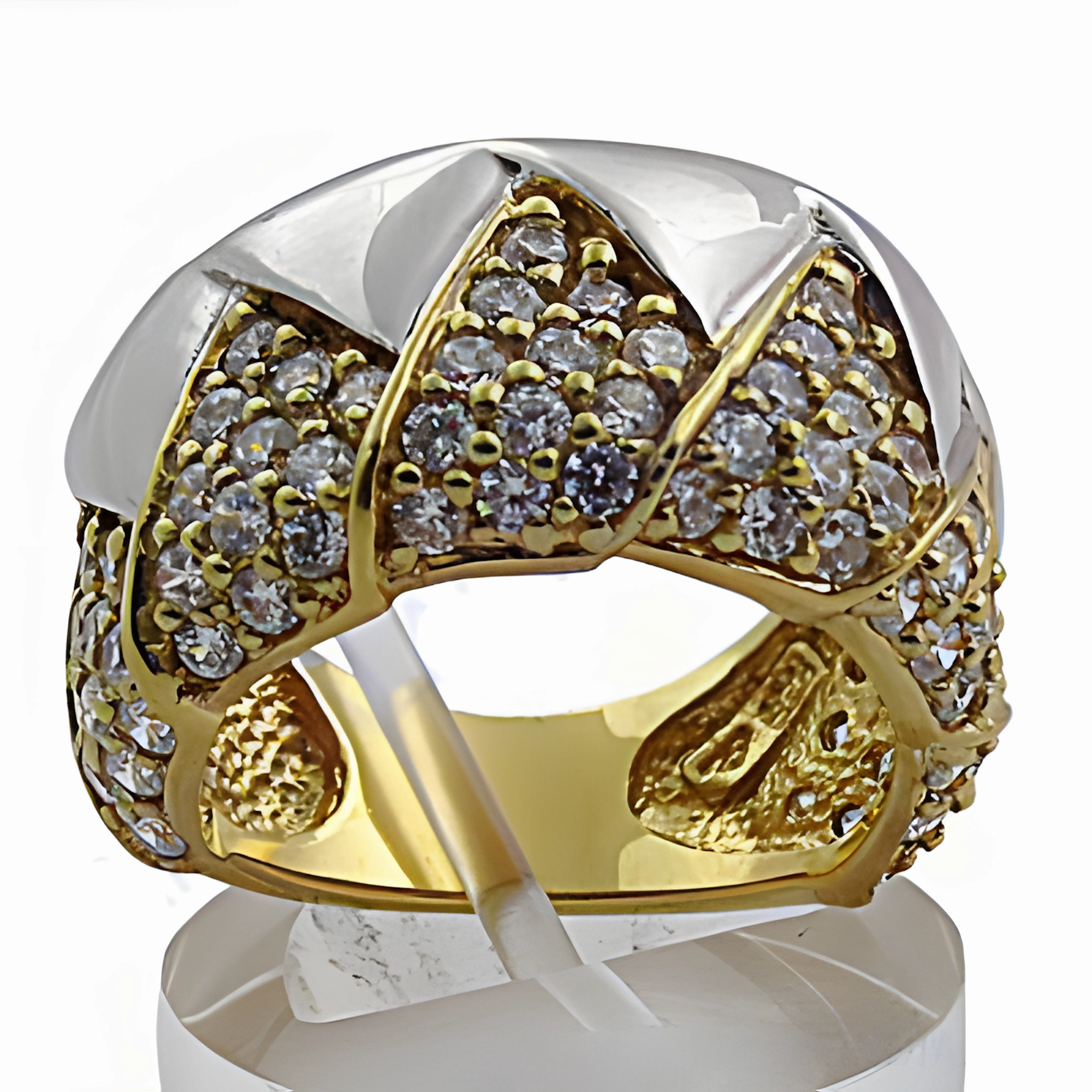 Graceful Gold Plated Silver Ring with Cubic Zirconia - Fashion White CZ Rings Trendy Look High-End Jewelry