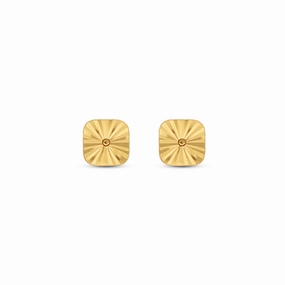 Diamond Cut Square 14kt Stud Earrings Handcrafted Touch