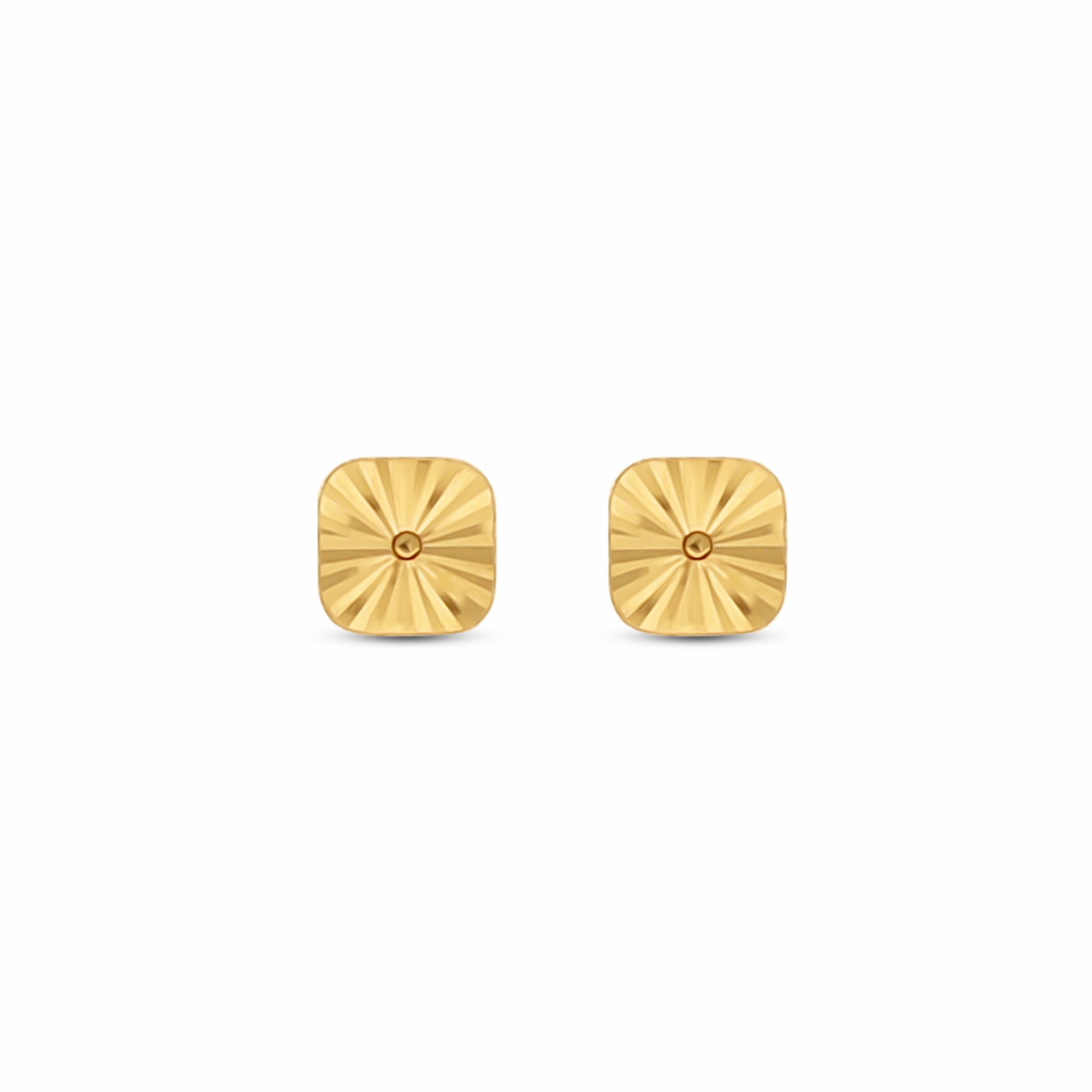 Diamond Cut Square 14kt Stud Earrings Handcrafted Touch