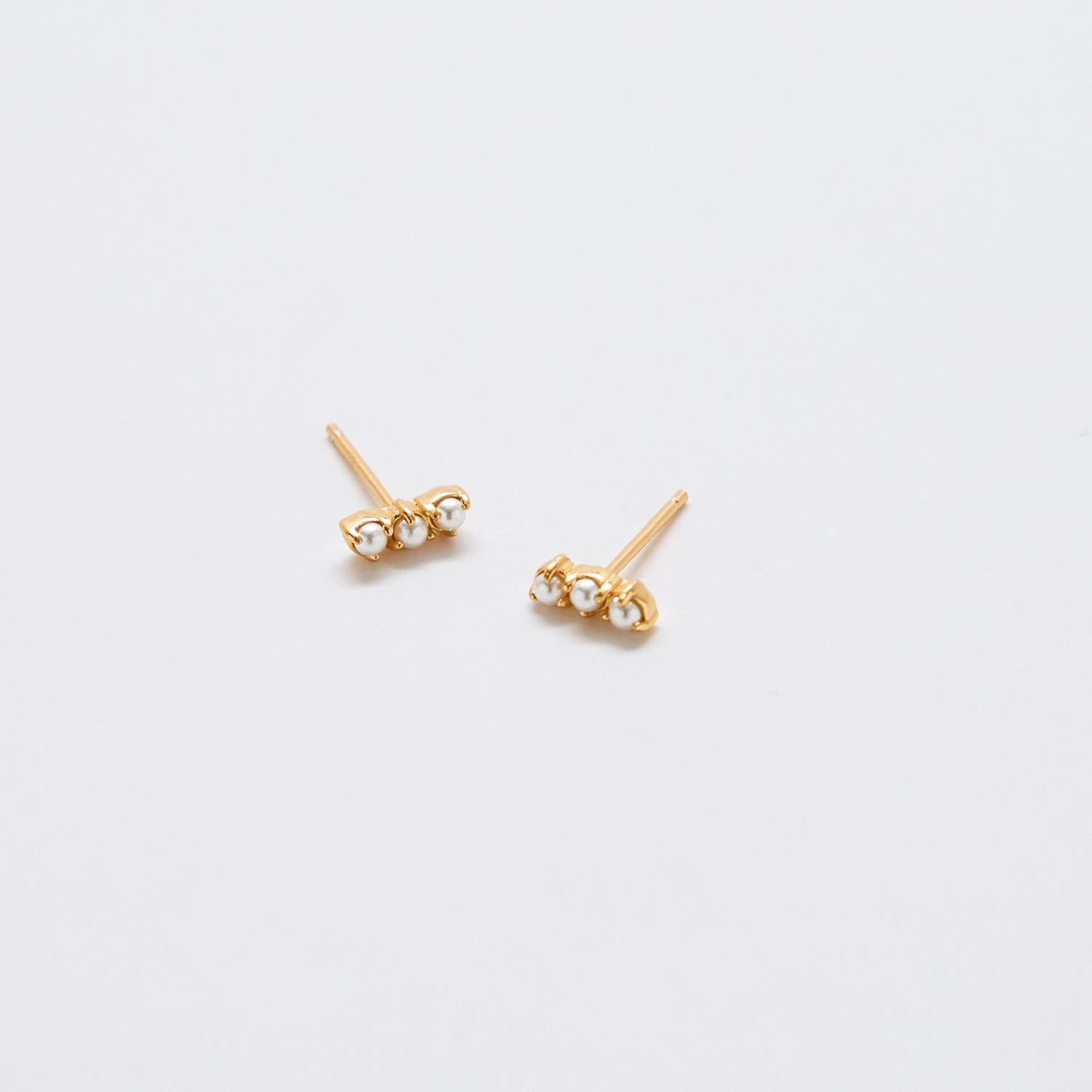 Trendy Must-Have Gold Pearl Bar Earrings