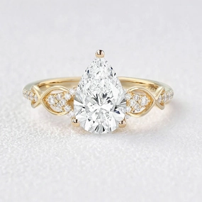 Victorian Infinity Pear Shaped Lab Grown Diamond Twisted Shank Ring Pure Brilliance Perfect Match