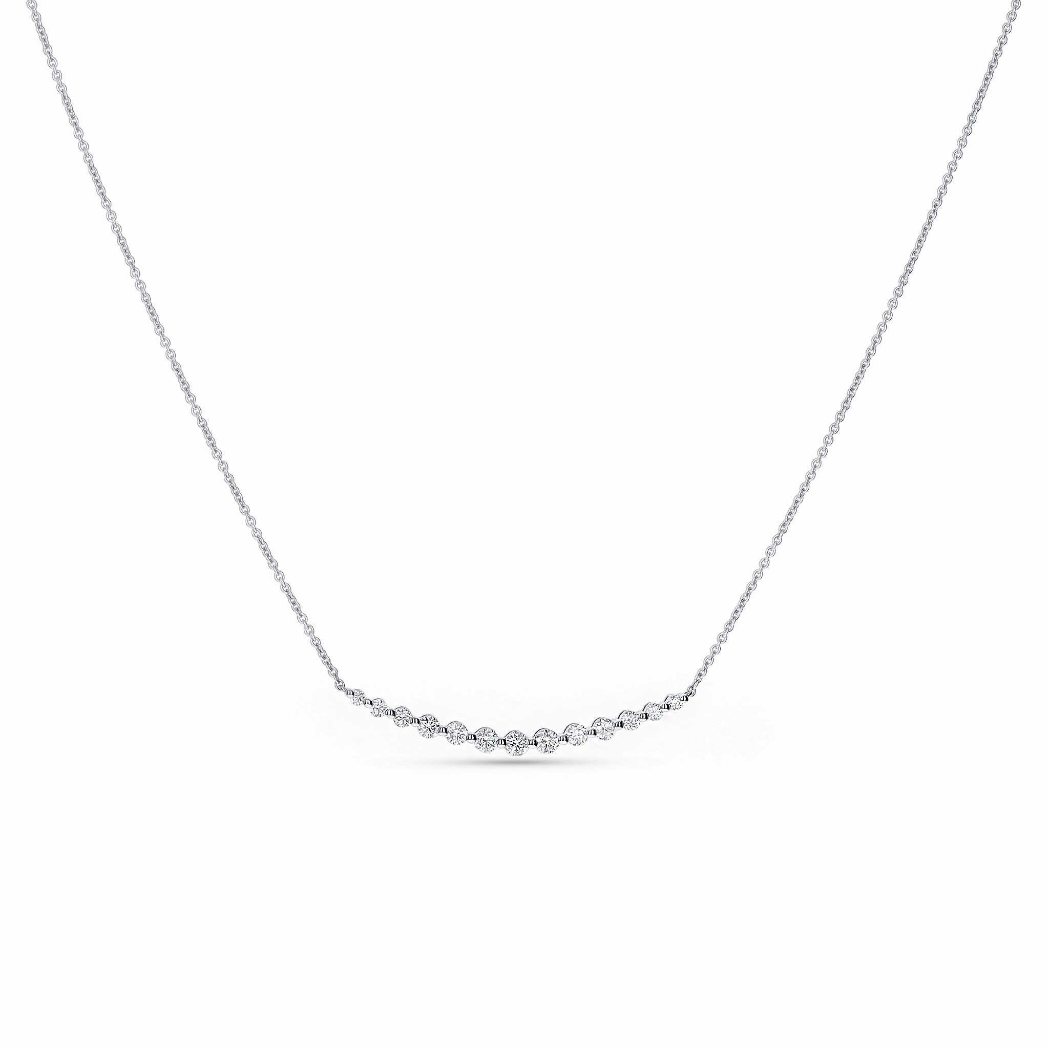 Delicate Design Contemporary Edge Graduated Diamond Bar Necklace
