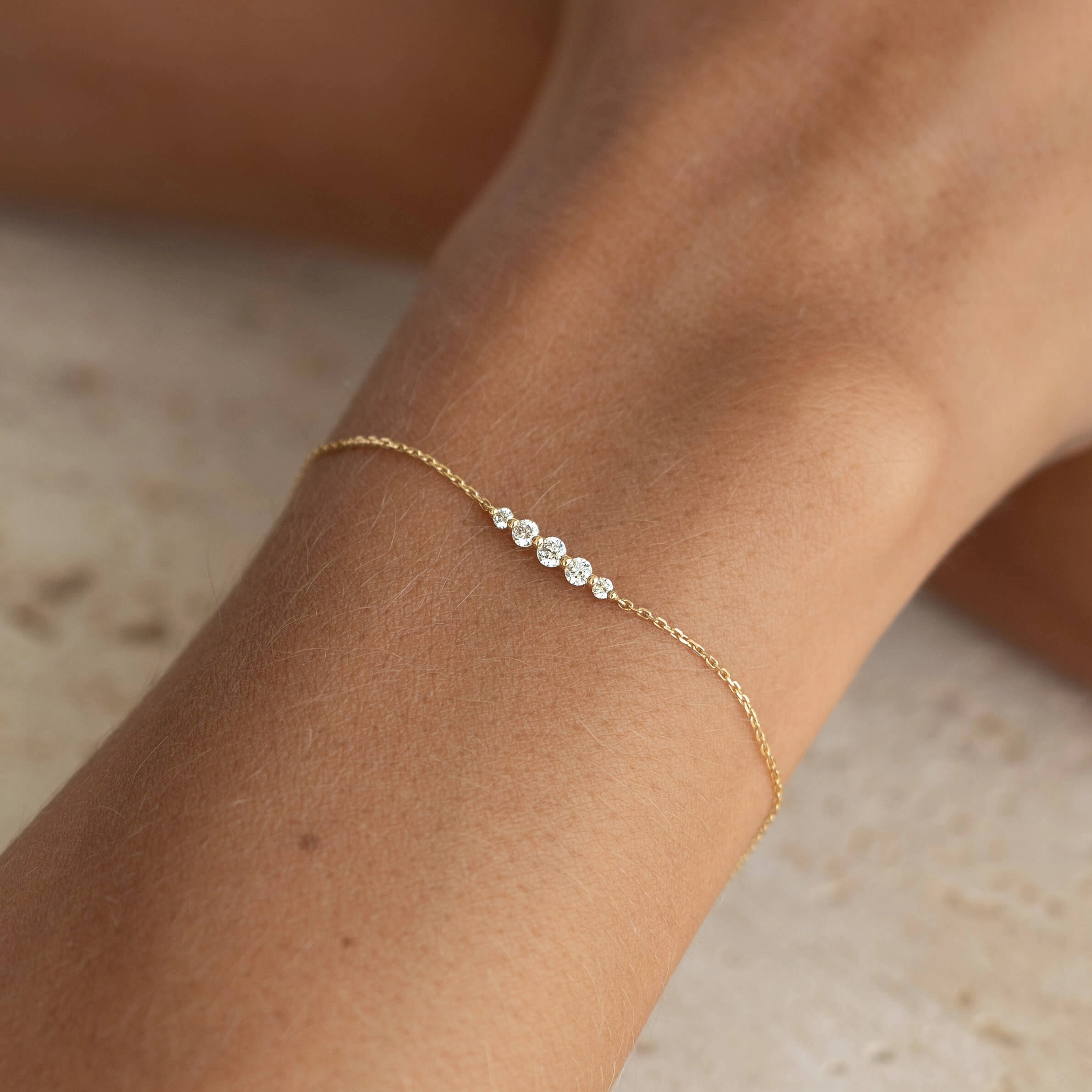 Finest Feature Personal Touch Graduated Diamond Bracelet 14k Gold - Tamsin