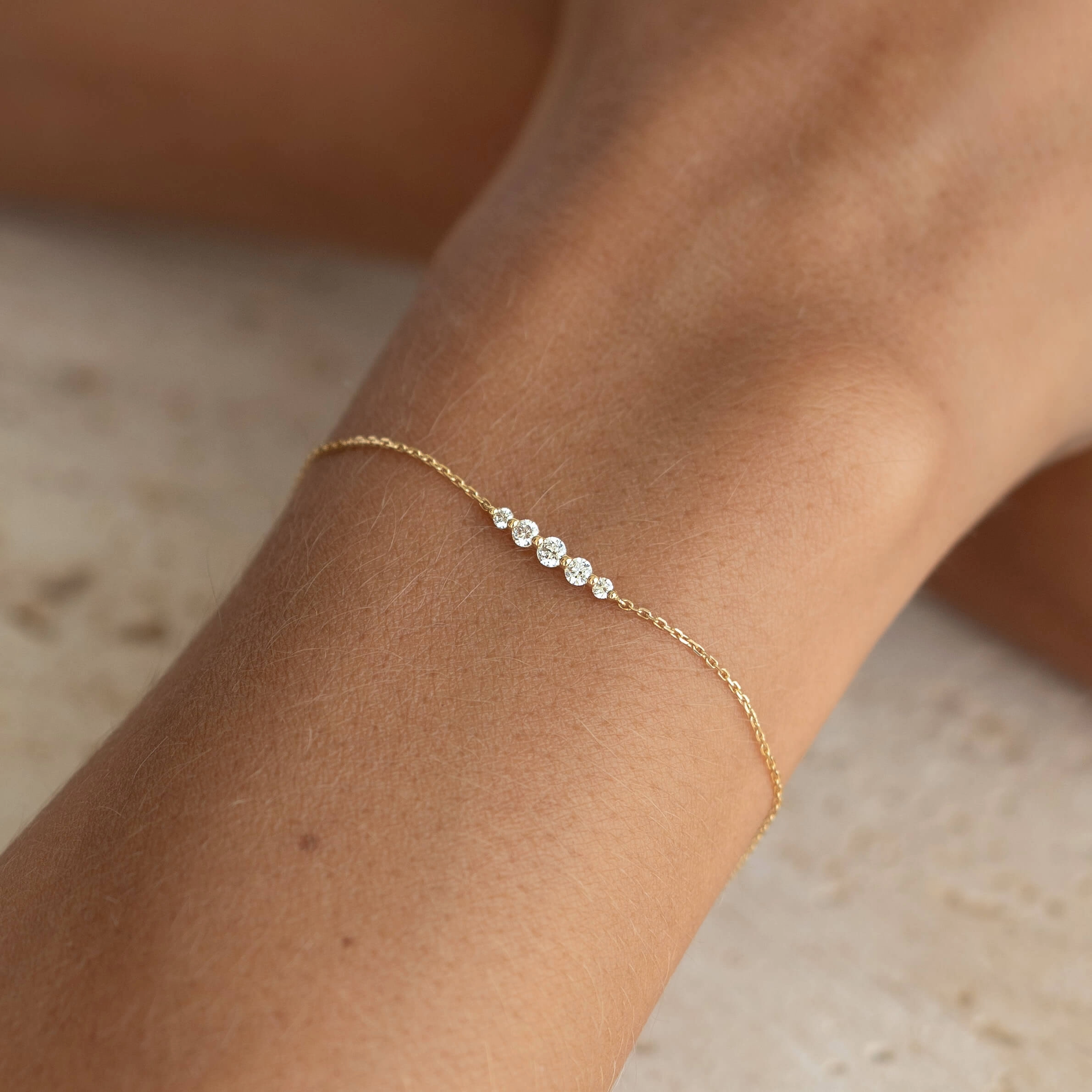 Graduated Diamond Bracelet 14k Gold - Tamsin Unrestricted Blend Multiple Amalgamations