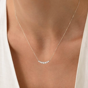 Cultural Item Artistic Accessory Graduated Diamond Necklace White Gold - Caterina