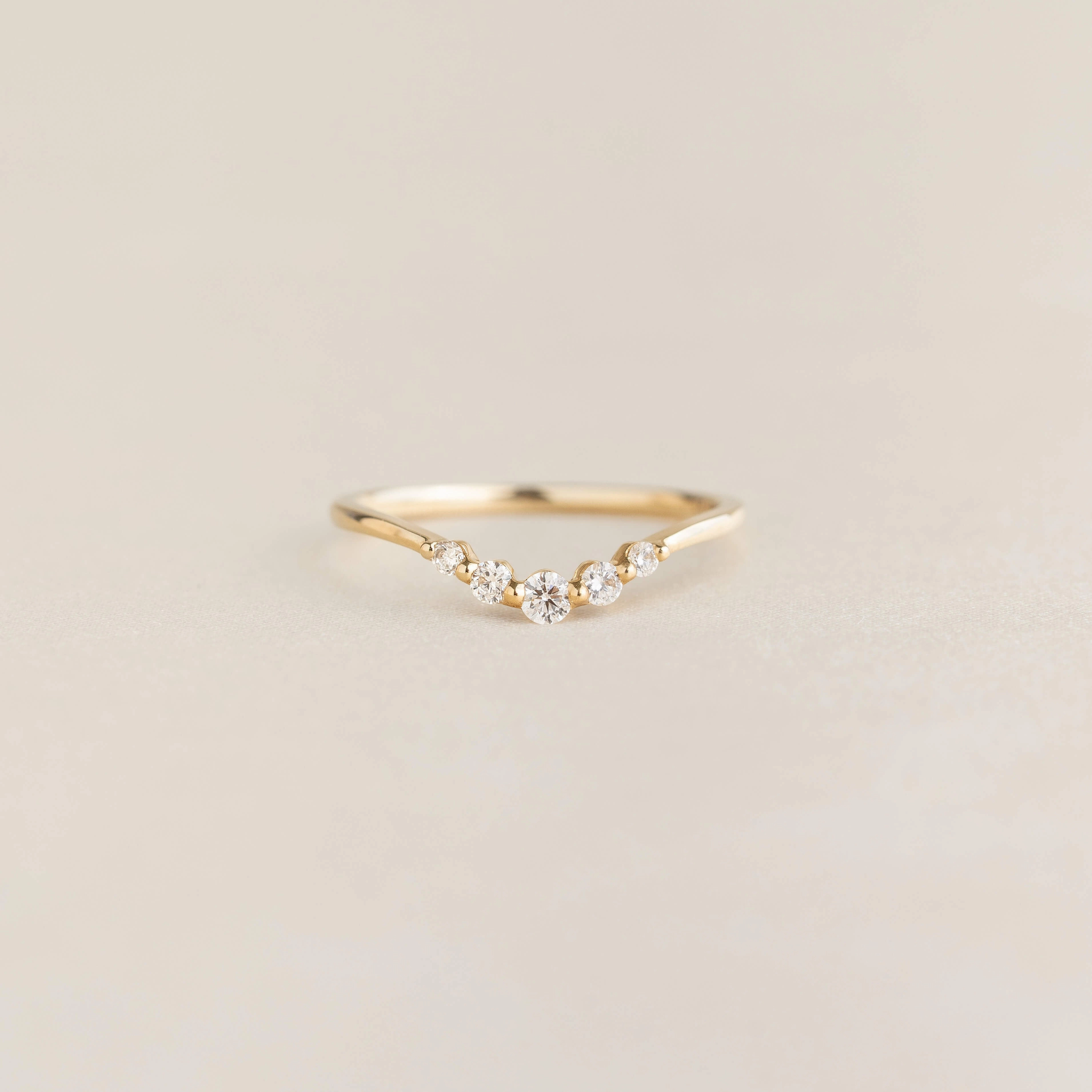 Subtle Beauty Boho Charm Graduated Diamond V Ring 14k Gold - Liora