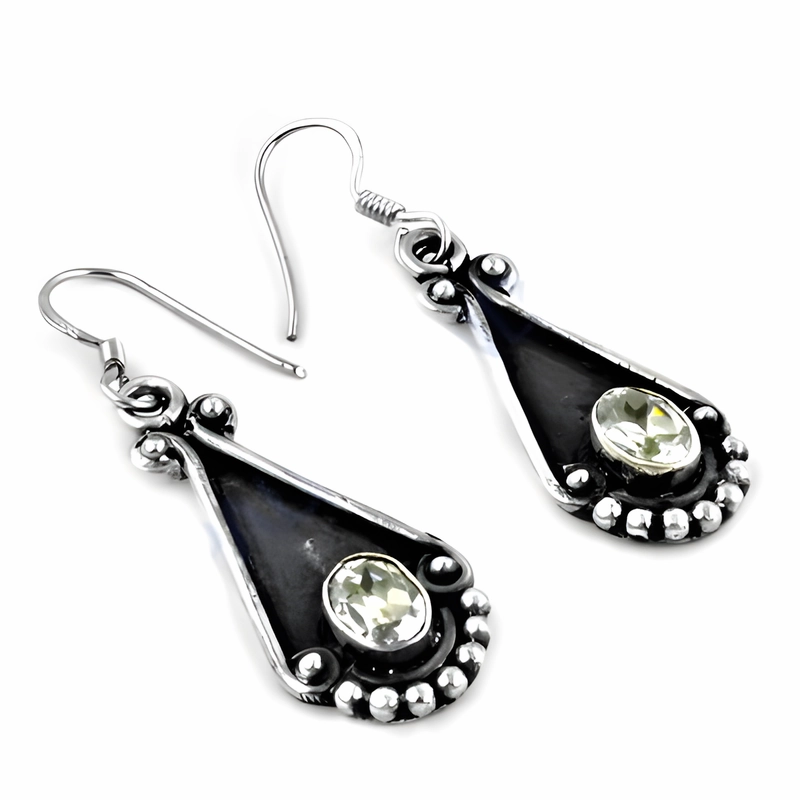 Ethnic Designer Cubic Zirconia Gemstone 925 Sterling Silver Earrings Modern Selection Vintage Ornament