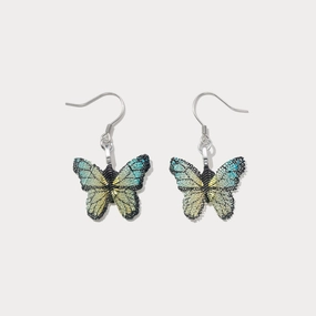 Crisp Shine Green Butterfly Earrings