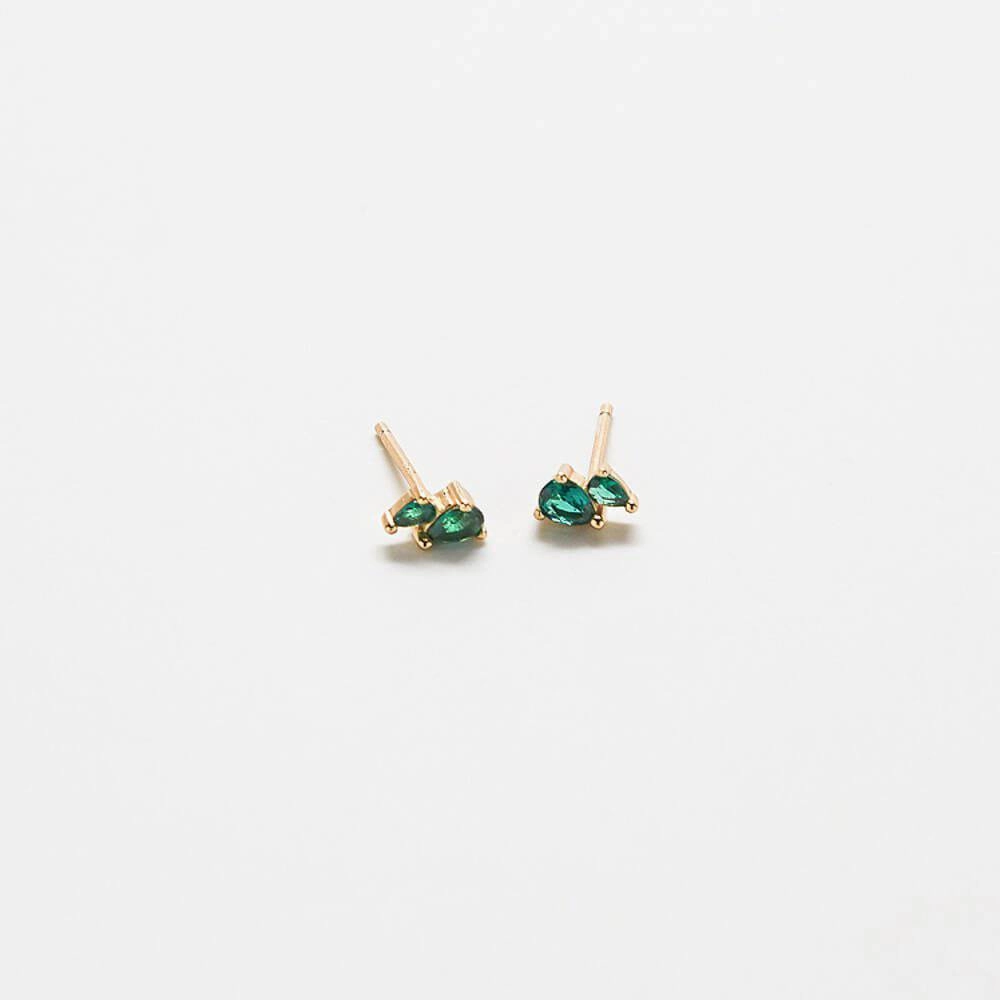 Green CZ Double Teardrop Stud Earrings Sturdy Must-Have