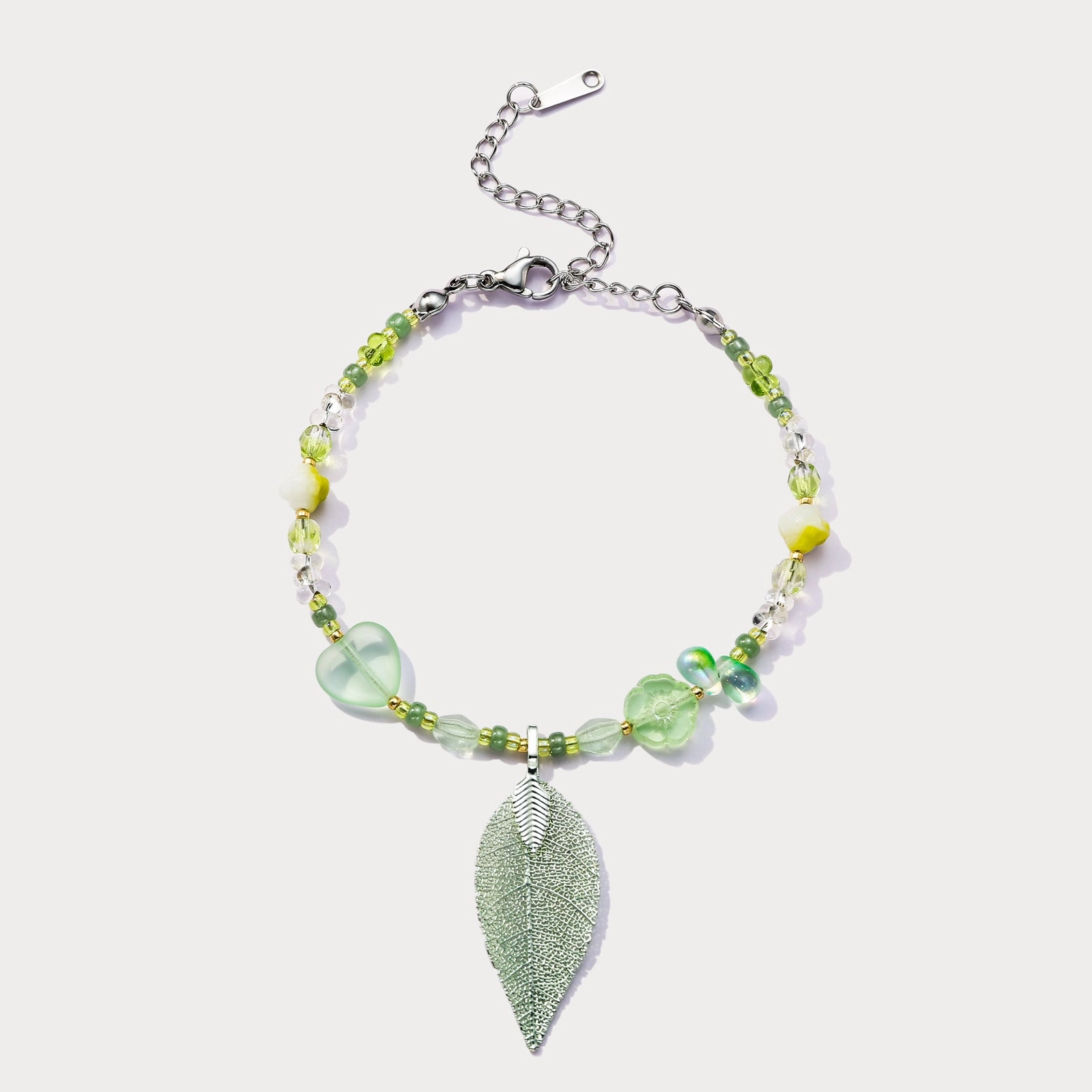 Sweet Touch Green Leaf Bead Bracelet