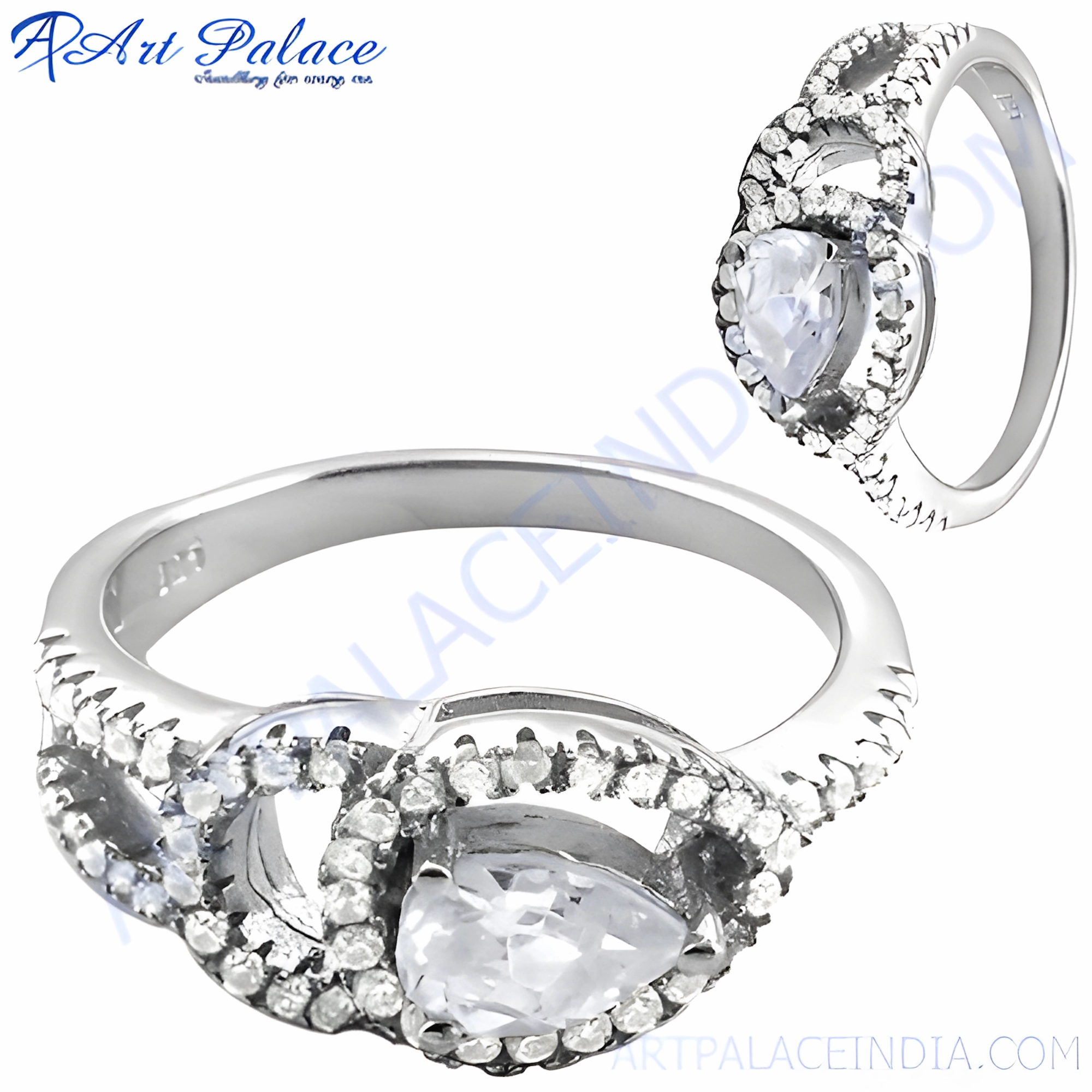 Elegant Indian Design CZ Silver Ring - Shop Now Fine Accessory