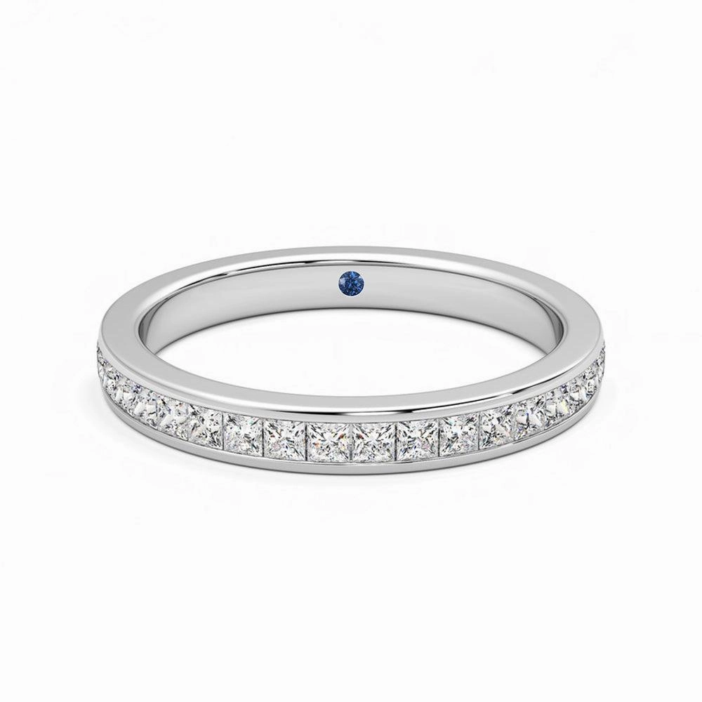 Half Eternity Channel Set Princess Cut Moissanite Wedding Band with Anniversary Stone Accent Opulent Radiance Shine And Style