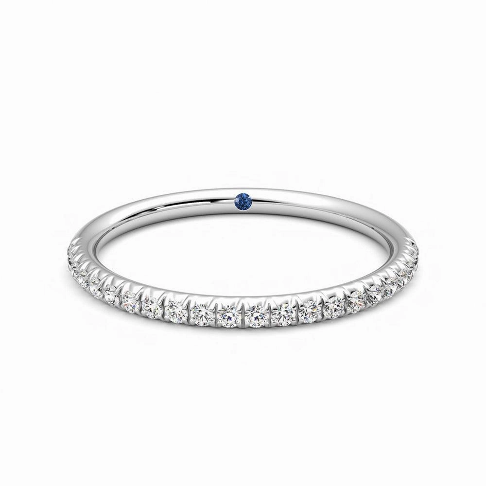 Timeless Line Minimal Detail Half Eternity Pav?? Set Moissanite Wedding Band with Anniversary Stone Accent