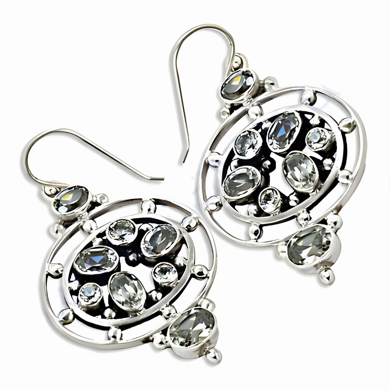 Handcrafted 925 Silver Earrings with Cubic Zirconia Gemstones Festive Jewelry