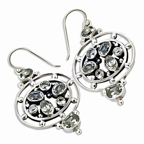 Handcrafted 925 Silver Earrings with Cubic Zirconia Gemstones Festive Jewelry