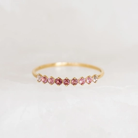Luxe style July Birthstone Ring 14k Gold - Ombre Tourmaline