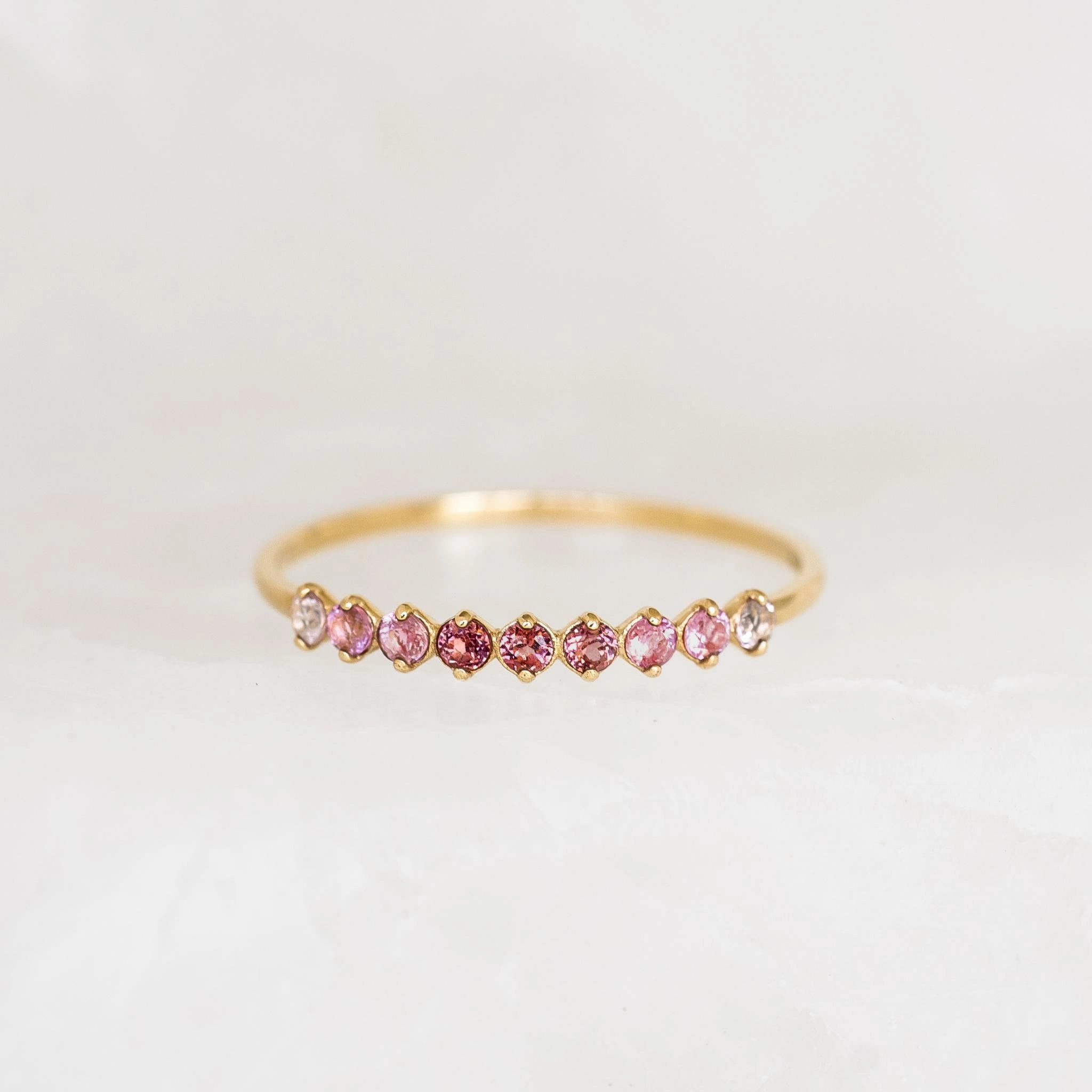July Birthstone Ring 14k Gold - Ombre Tourmaline School Gift Trendy Embellishment