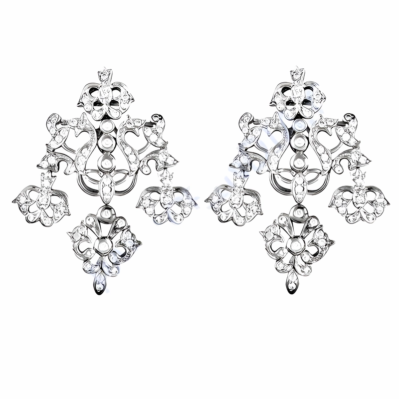 Handmade 925 Sterling Silver Earrings with Fancy Cubic Zirconia Gemstones Handsome Accent