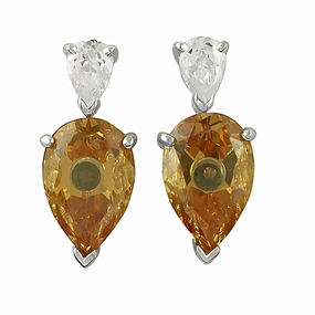 Handmade Cubic Zirconia Gemstone Silver Earrings - Unique Design Matte Jewelry Vacation Ornament