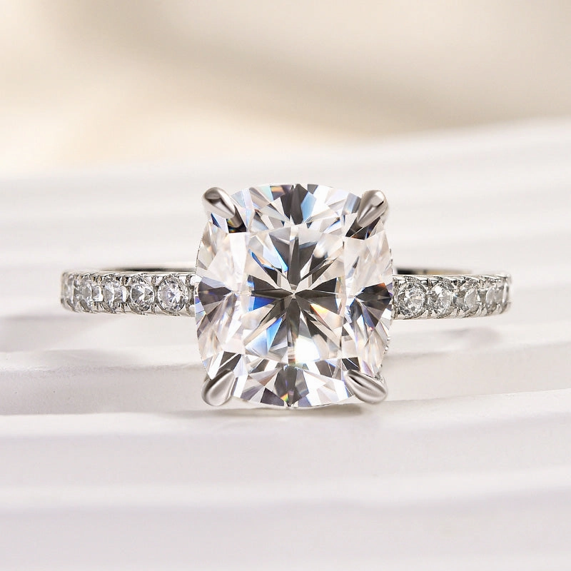 Louily Moissanite 3.0 Ct Cushion Cut Engagement Ring For Women Fashion Daily