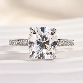 Louily Moissanite 3.0 Ct Cushion Cut Engagement Ring For Women Fashion Daily