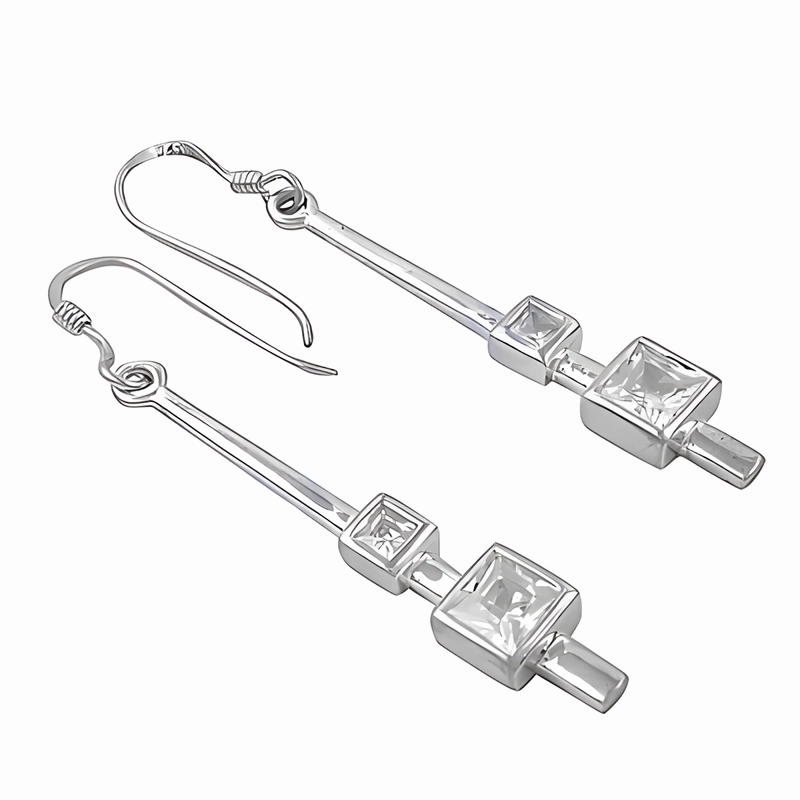 Stunning CZ Gemstone Silver Earrings - Top Fashion Accessories Substantial Adornment