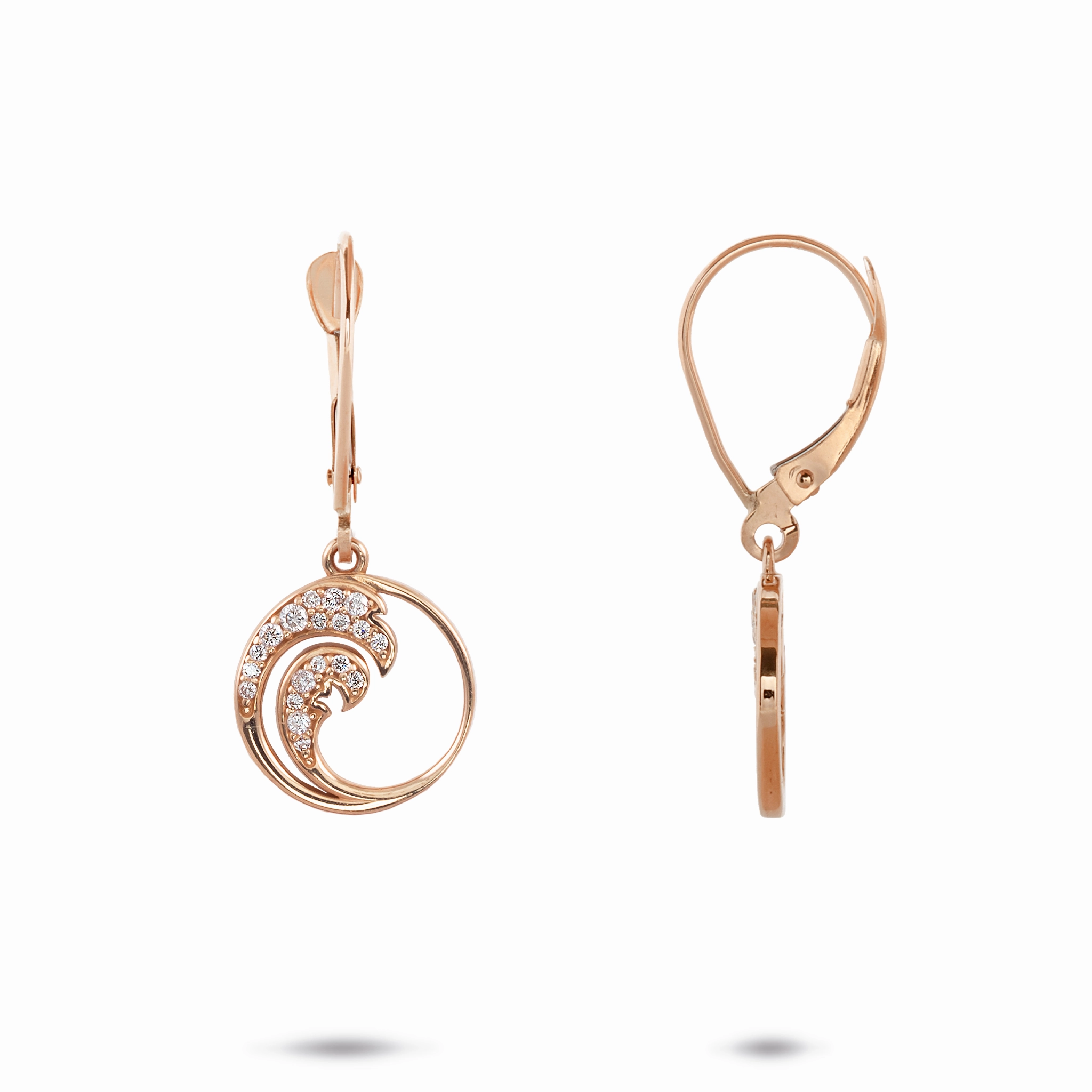 Premium Vibe simple design Nalu Earrings in Rose Gold with Diamonds - 12mm