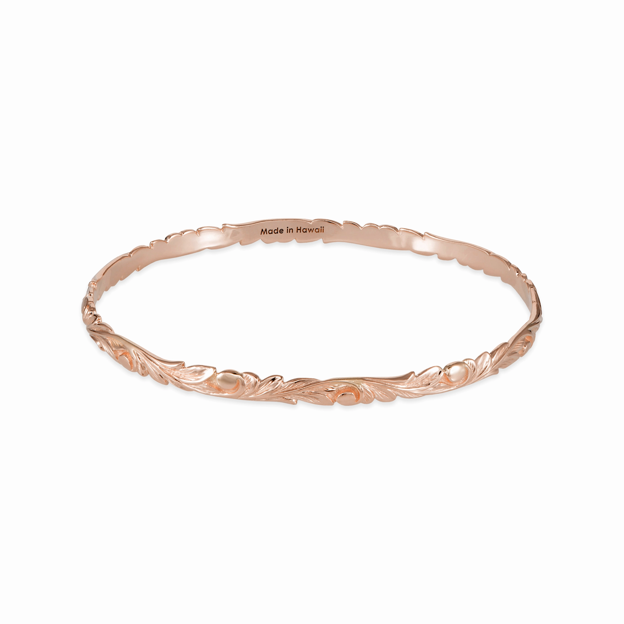 Hawaiian Heirloom Old English Scroll Bracelet in Rose Gold - 4.5mm Newly Sighted Whimsical Accents