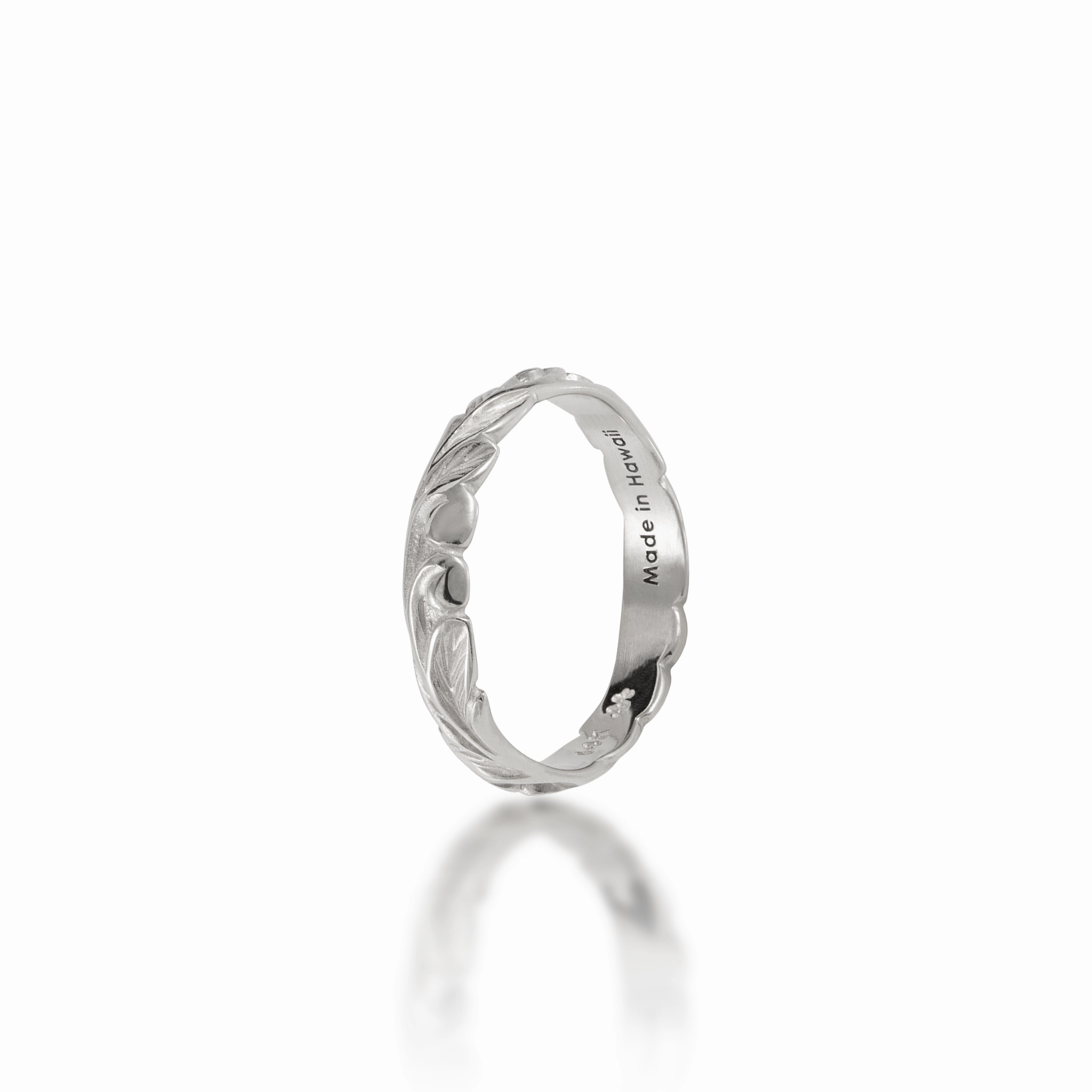 Hawaiian Heirloom Old English Scroll Ring in White Gold - 3mm See Through