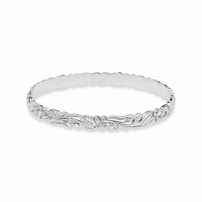 Hemispheric Renown Hawaiian Heirloom Plumeria Bracelet in Sterling Silver - 6mm