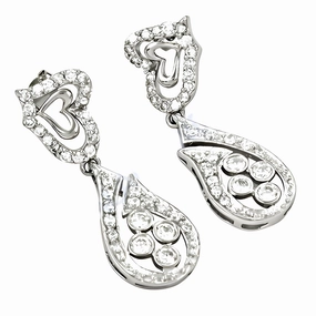 High-Quality Sterling Silver Cubic Zirconia Earrings - Dazzling CZ Gemstone Jewelry Round Accent Ornate Style