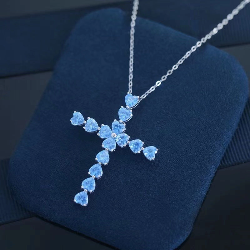 Heart Shaped Cross Pendant Necklace | S925 Timeless Accessory