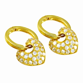 Heart-Style CZ Gemstone Gold Plated Silver Earrings - Elegant Jewelry for Women Sparkling Detail