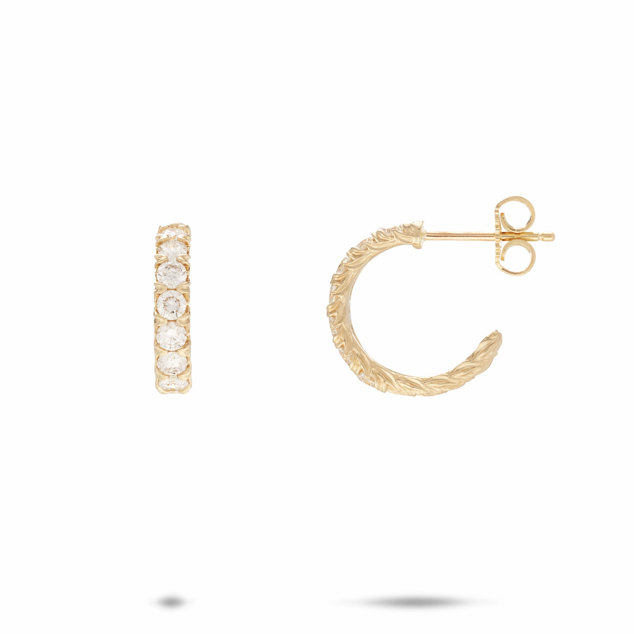 Hidden Hawai?i Maile Hoop in Gold with Lab Grown Diamonds - 14mm status symbol