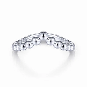 Beautiful Keepsake Hypoallergenic Craft 14K White Gold Bujukan Bead Curved Ring