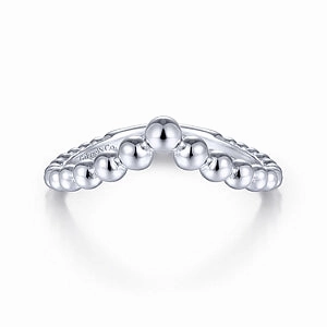 Beautiful Keepsake Hypoallergenic Craft 14K White Gold Bujukan Bead Curved Ring
