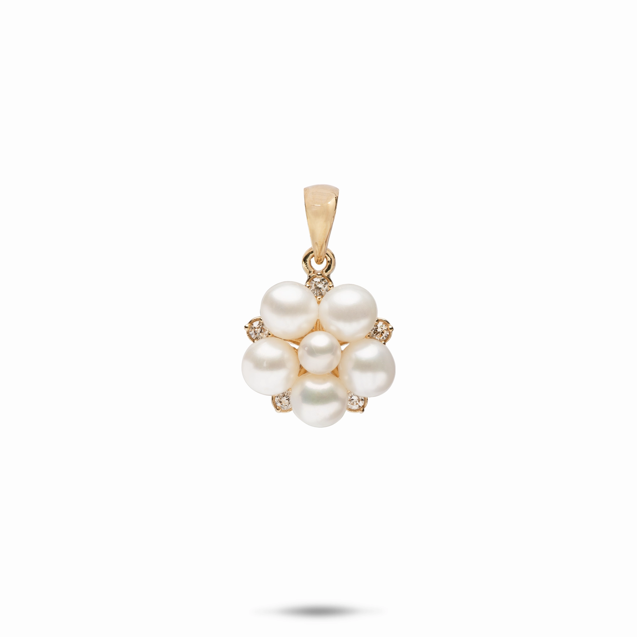 Signature Charm Tiny Bubbles Freshwater White Pearl Pendant in Gold with Diamonds