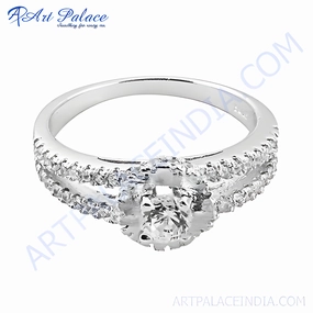 Elegant Royal Cubic Zirconia Gemstone Silver Ring - Shop Now Sparkling Decoration