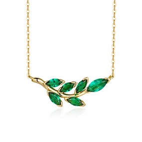 2 Ctw Marquise Emerald Olive Branch Necklace Pendant Bold Feature