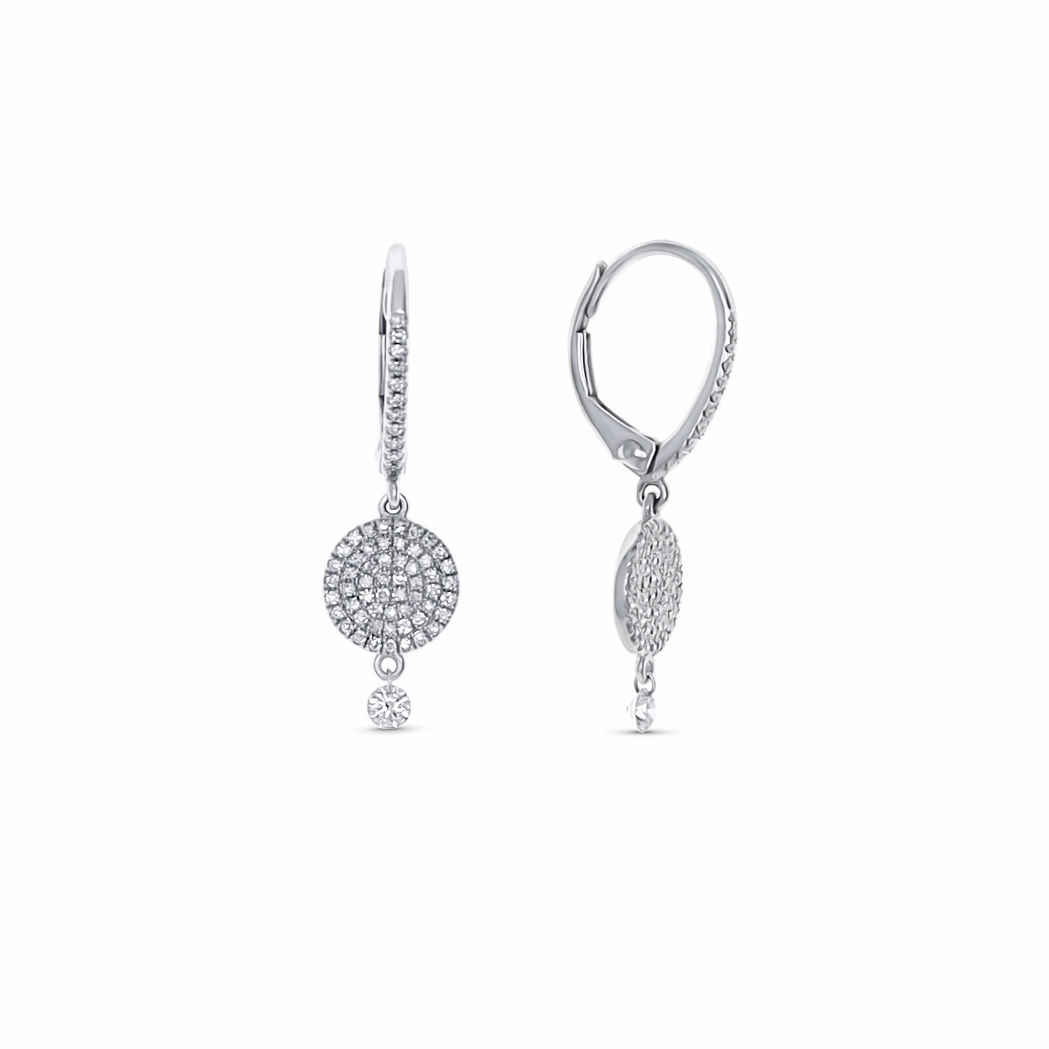 Graceful Edge Diamond Disc & Charm Drop Earrings