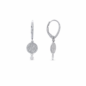 Graceful Edge Diamond Disc & Charm Drop Earrings